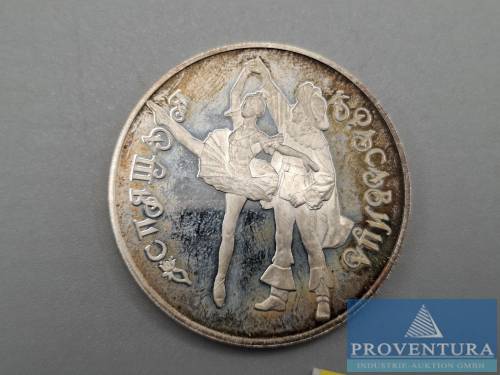 Silbermünze Russland 3 Rubel 1995 russisches Ballet pp Silber .900 Rauhgewicht 34.85 gr